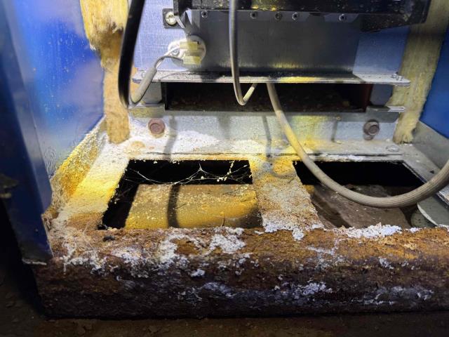 Technician is onsite today for a Boiler maintenance visit. Completed boiler maintenance and found relief valve leaking into a puddle, lots of rust and mineral on boiler itself indicating a cracked heat exchanger. Will send estimates for replacement. Job Complete