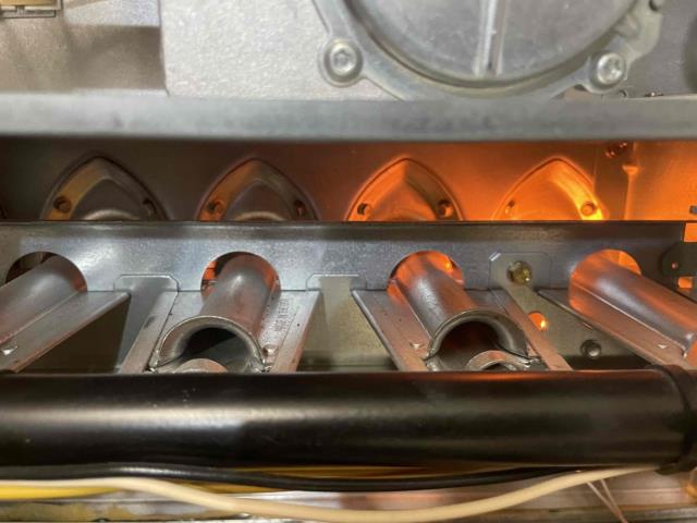 Onsite today for a 2015 trane furnace maintenance visit. Completed maintenance checklist- Notated black burnt carbon buildup under burner and flame sensor slightly damaged. Cleaned off all sensors and dust buildup. Recommendations include ongoing maintenance to monitor system plus air duct cleaning and sanitization. Job Complete.