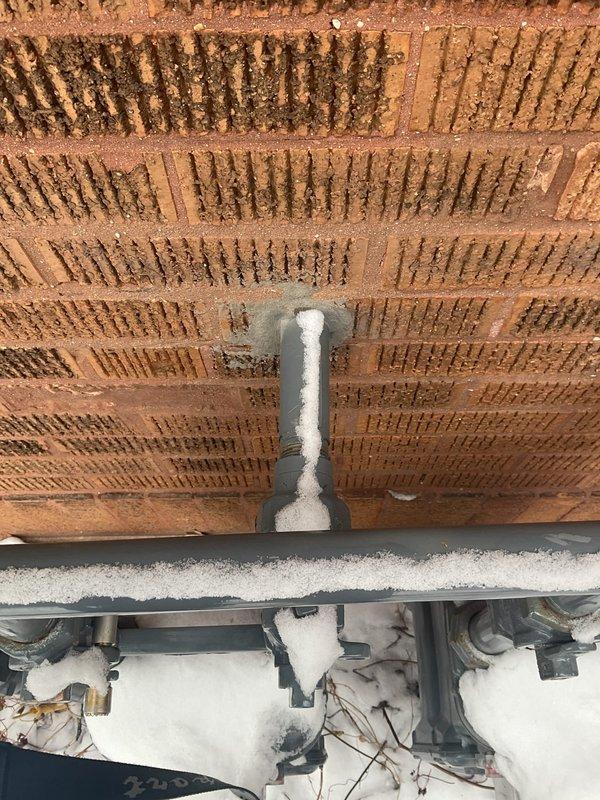 Responded to emergency call due to gas service shut-off by ComEd resulting from detected gas leak. Performed comprehensive inspection of exterior gas meters and associated piping which showed significant frost/ice buildup on components. Conducted pressure test on gas lines after locating and repairing leak. System restored to proper operating condition and passed final pressure testing to ensure safe restoration of gas service.