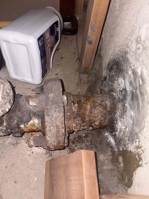Conducted assessment of main water shut off valve requiring replacement. Inspection revealed significant corrosion and scaling on the valve components with evidence of water damage to surrounding wall and floor areas. Documentation of deteriorated conditions completed to provide accurate replacement estimate as requested by customer.