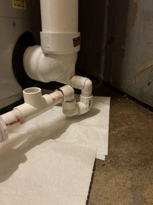 Responded to urgent service call for water leakage. Installed new PVC drainage system with properly configured elbow joints and multiple 90-degree connections to resolve flooding issue. Customer indicated one remaining item requires follow-up service.