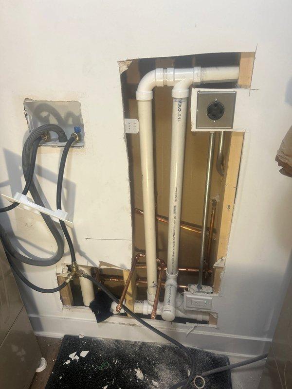 Opened wall section to access and repair plumbing infrastructure. Installed new copper supply lines and PVC drain pipes, ensuring proper connection to existing system. Coordinated with electrical components during the repair process to maintain code compliance.