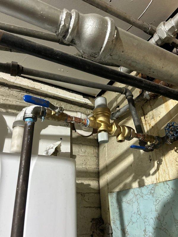 Installed new tankless water heater system with PRFV/backflow prevention combo and IP 1/2" ball valve as requested. Completed same-day service per client's urgent travel schedule. All connections properly secured and system tested for proper operation before departure.