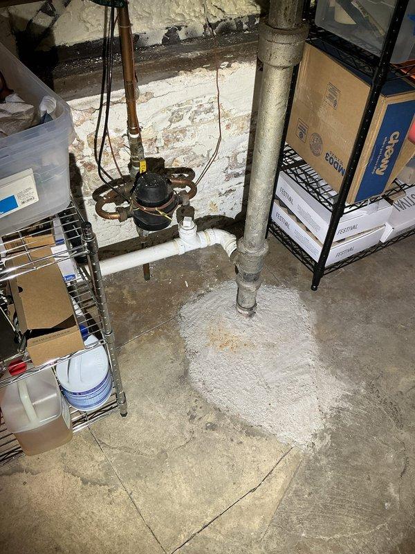 Conducted assessment for small kitchen remodel project involving sink and stove relocation. Inspected existing plumbing infrastructure including copper supply lines showing significant oxidation/corrosion at joints and drainage system with PVC components. Evaluated basement utility area with floor drain installation to determine necessary modifications for fixture repositioning.