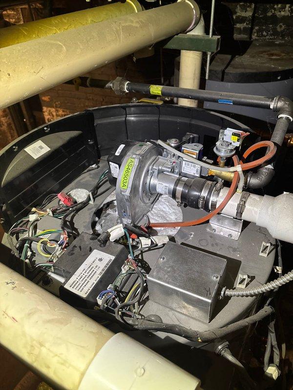 Completed diagnostic inspection on HVAC system with focus on the pressure monometer as requested by customer. Identified signs of corrosion on internal components and documented condition of blower assembly and electrical connections. Advised customer to contact Rheem manufacturer regarding warranty coverage and necessary replacement parts.