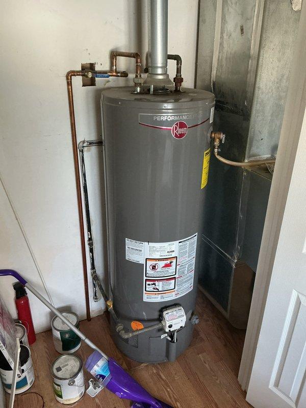 Inspected existing Rheem Performance 50-gallon water heater (installed 2015) for VIP customer preparing to sell home. Confirmed unit is currently operational but venting CO2 as reported. Completed evaluation of electrical connections and plumbing infrastructure to prepare estimate for replacement as requested by homebuyer.
