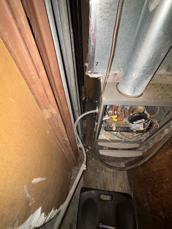 Completed furnace system repair/installation in confined utility space. Inspected gas lines, pressure gauges, and metering equipment to ensure proper functionality. Verified down payment as per job sold by Basi and documented installation with photos showing completed work.