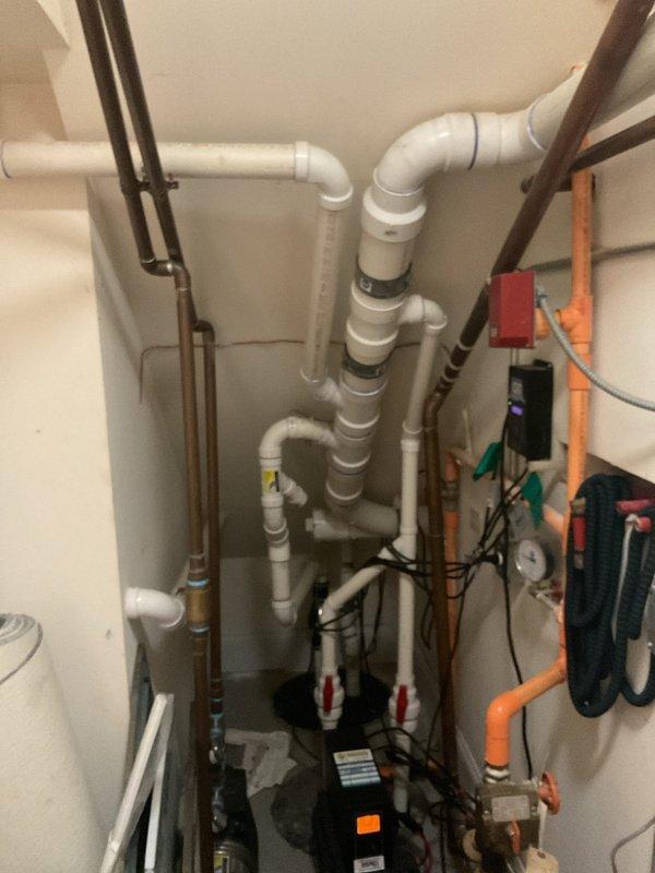 Performed smoke test to diagnose persistent sewage odor in residence. Inspected existing plumbing system, including PVC drainage pipes, copper supply lines, and water heaters. Left estimates for customer and scheduled Chris L. and Joey to discuss warranty repair options tomorrow morning.