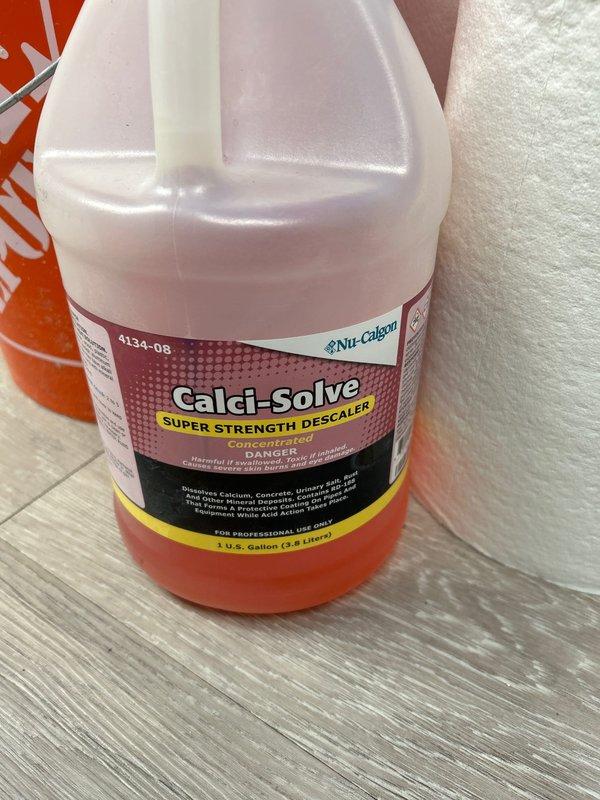 Responded to service call for slow flushing and overflowing urinals in commercial restroom. Diagnosed significant calcium buildup in trapway and drain lines. Successfully descaled system using Calci-Solve concentrated descaler to restore proper flow and flushing capacity.
