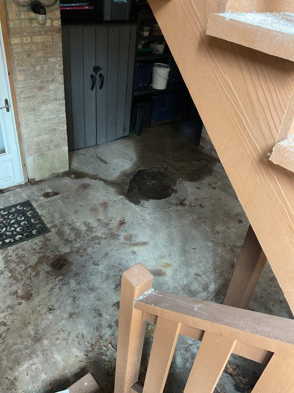 Conducted scheduled sewer maintenance service including rodding/jetting of main sewer line and cleaning of kitchen stacks at commercial property. Inspection revealed significant water pooling and deterioration around floor drain in basement utility area, indicating previous backup issues. Successfully cleared blockages and restored proper drainage function to prevent future flooding.