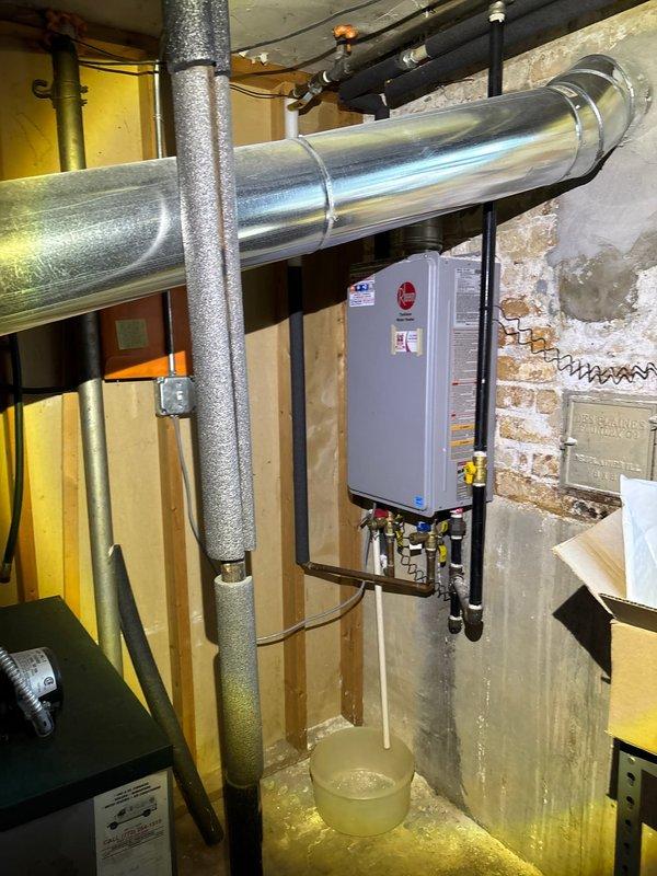 Successfully completed a routine maintenance flush of the tankless water heater system as requested by VIP customer. Inspected all associated plumbing components including copper pipes, brass fittings, and multiple shutoff valves to ensure proper operation. System was returned to service in excellent working condition with no issues detected during the maintenance procedure.
