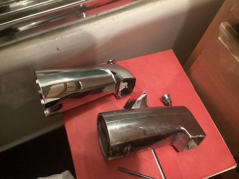 Responded to service call for shower producing loud siren/squeaking sounds. Upon inspection, identified damaged faucet cartridge assembly causing the noise. Removed defective component, installed new replacement cartridge, and verified proper operation with no further noise issues.