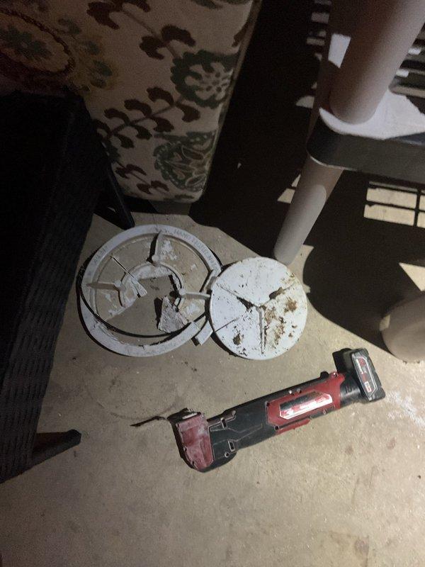 Responded to tenant complaint of sewage odors and water backup in basement laundry area. Inspection revealed damaged sump pump covers with visible cracks requiring removal. Replaced defective sump pump and reconnected to existing PVC drainage system, resolving the backup issue and eliminating sewage odors.