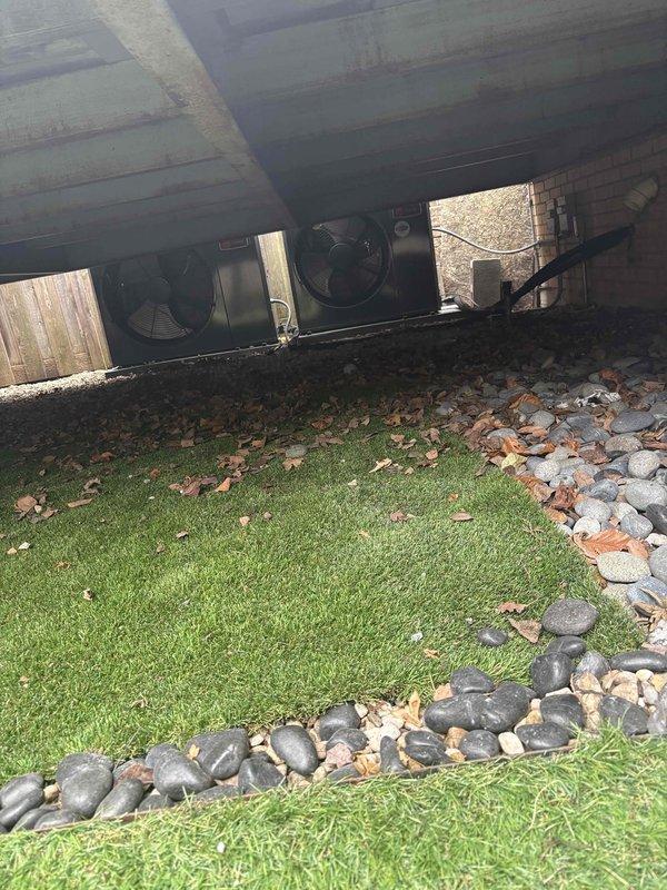 Conducted comprehensive estimate for multiple plumbing installations including whole home water shut off system for flood prevention, gas line extension to garage, toilet replacement, and under sink water filtration system. Inspected exterior mechanical equipment area and examined existing toilet tank components to assess replacement requirements. Customer designated as priority client requesting morning appointment scheduling.