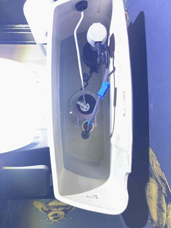 Conducted comprehensive estimate for multiple plumbing installations including whole home water shut off system for flood prevention, gas line extension to garage, toilet replacement, and under sink water filtration system. Inspected exterior mechanical equipment area and examined existing toilet tank components to assess replacement requirements. Customer designated as priority client requesting morning appointment scheduling.