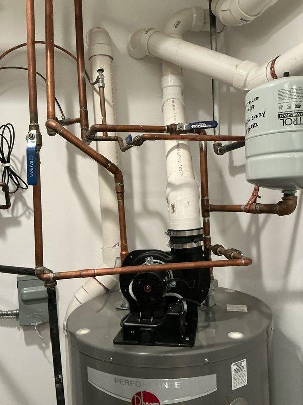 Inspected hot water delivery system for long-time customer experiencing inadequate hot water in shower despite previous service. Evaluated Performance water heater, associated pump assembly, expansion tank, and copper/PVC piping network for proper function and flow. Made necessary adjustments to improve hot water delivery to shower.