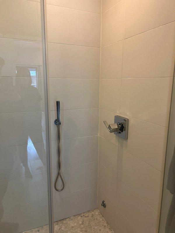 Diagnosed low water pressure issue in shower caused by deteriorated hot water valve. Accessed plumbing through wall panel, removed and replaced faulty pressure-balancing valve in shower mixer assembly. Tested system after installation, confirming restored water pressure at all temperature settings.
