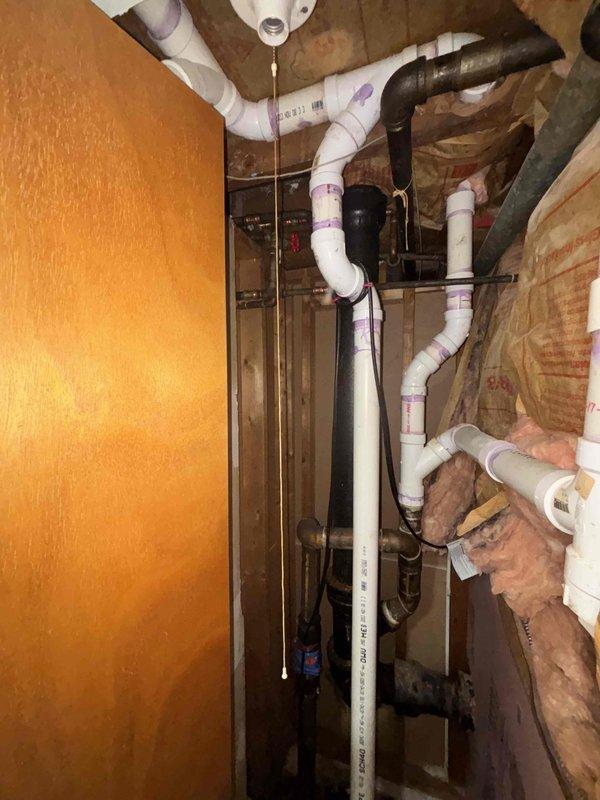 Successfully completed the replacement of approximately one foot of deteriorated galvanized piping, installing new brass nipples to adapt back to the existing 3/4" copper lines. Work required demolition of bedroom ceiling to access the affected plumbing infrastructure, with all connections properly secured and tested to ensure system integrity.