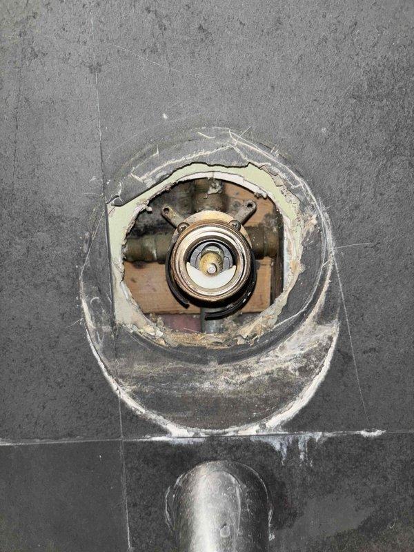Installed customer-supplied cartridge in one bathtub valve and replaced a complete valve with trim kit in second bathtub. Both installations were successfully completed in separate bathrooms, with proper sealing and function testing performed to ensure no leaks and optimal water flow.