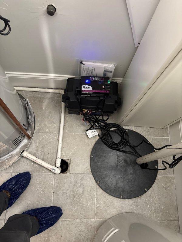 Performed scheduled sump pump system service and inspection at customer's property, with payment arrangement secured prior to work commencing. Conducted thorough assessment of basement drainage system, including sump pump, electronic controller, and associated PVC drainage pipes. Also inspected A.O. Smith Vertex water heater and surrounding plumbing infrastructure, ensuring all components were functioning properly and meeting manufacturer specifications.
