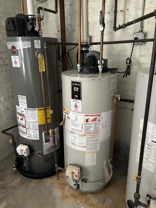 Inspected dual water heater system after customer reported limited hot water availability in shower (approximately 10 minutes before turning cold). Determined issue was related to recent cartridge replacement which had been improperly calibrated for the tandem heater setup. Adjusted temperature settings and flow regulation between primary and secondary units to ensure consistent hot water delivery. System now providing extended hot water supply to shower fixture as required.
