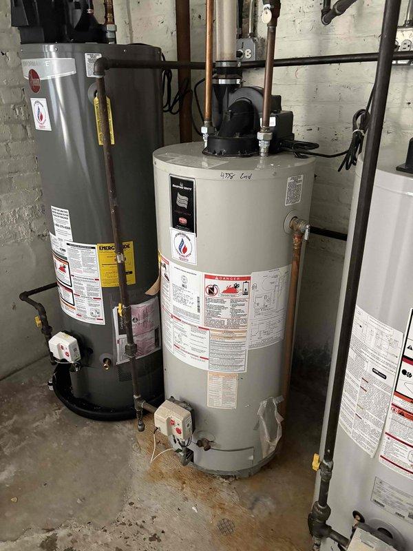 Inspected dual water heater system after customer reported limited hot water availability in shower (approximately 10 minutes before turning cold). Determined issue was related to recent cartridge replacement which had been improperly calibrated for the tandem heater setup. Adjusted temperature settings and flow regulation between primary and secondary units to ensure consistent hot water delivery. System now providing extended hot water supply to shower fixture as required.