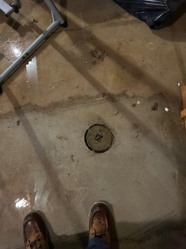 Performed inspection of floor drain system and conducted mechanical cleaning to remove accumulated debris and sediment. Drain brush was utilized to clear blockage, resulting in improved drainage. Scheduled follow-up appointment for installation of 5" cleanout cap.