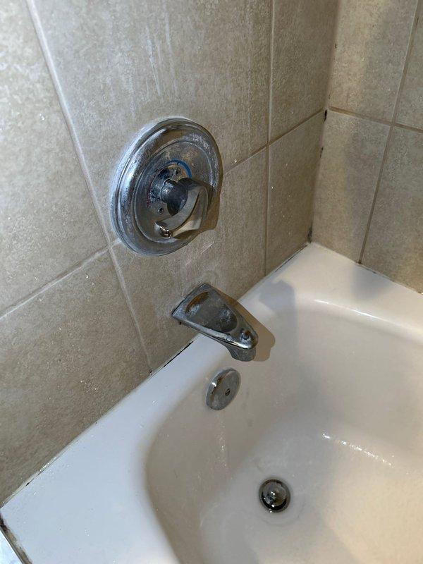 Diagnosed and repaired dual plumbing issues including a leaking shower valve assembly in the bathroom and water seepage from kitchen sink plumbing. Discovered water damage to the wooden cabinet structure beneath the kitchen sink and evidence of ongoing leakage at the shower control valve connection, requiring replacement of valve cartridge and seals along with repair of affected cabinet materials.
