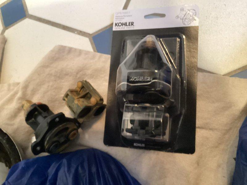Responded to city water leak warning at customer location. Identified leaking bathtub faucet as the source of the issue. Removed and replaced worn valve components with new Kohler replacement parts to resolve the leak.