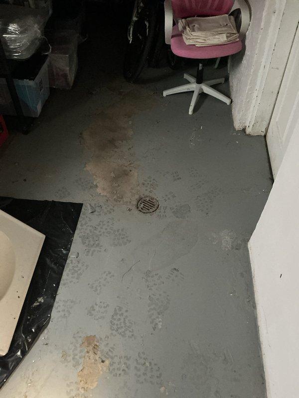 Responded to customer report of basement flooding during heavy rainfall and sewage backup issues. Upon inspection, found extensive water damage and staining on concrete basement floor with active floor drain present. Assessed drainage system and sewage line vulnerabilities contributing to water intrusion. Installed flood control system to prevent future basement flooding and sewage backup during heavy rain events. System includes backwater valve installation to prevent sewage from reversing flow into basement during municipal system overload conditions. Verified proper floor drain function and ensured adequate drainage capacity. Tested installed flood control equipment for proper operation and confirmed effective protection against both groundwater intrusion and sewer backup scenarios.