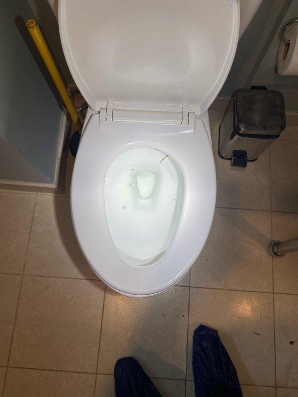Installed new sump pump system to address basement flooding issues. Additionally, inspected and assessed toilet functionality and shower drainage concerns, documenting existing conditions including water staining on shower floor tiles.