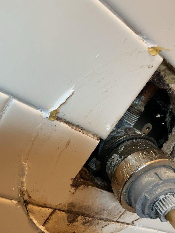Responded to service call for malfunctioning shower valve. Upon inspection, accessed the shower cartridge through the wall cavity behind the single-handle chrome shower control fixture. Removed the existing worn cartridge and installed a replacement unit to restore proper temperature control and water flow. Tested the valve operation to ensure proper functionality before completing the service.