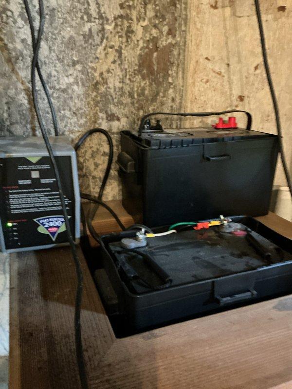 Performed comprehensive maintenance and servicing on dual sump pump system with battery backup configuration. Inspected and tested both sump pumps to ensure proper operation and explained the redundancy benefits of having two pumps for enhanced flood protection. Examined battery backup system consisting of two marine-grade batteries connected in series with control panel and monitoring display, verified all cable connections and terminal posts for secure attachment. Assessed plumbing infrastructure including PVC drainage pipes, discharge lines, and associated connections for proper function and potential issues. Educated property owner on system operation, including how the battery backup automatically activates during power outages and how the dual pump setup provides continuous protection if one pump fails. Confirmed all components operating within normal parameters.
