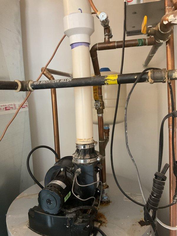 Provided estimate for replacement of 50-gallon AO Smith water heater installed in 2018 that is no longer producing hot water. Assessed existing installation including circulation pump, plumbing connections, and associated piping system in residential mechanical room to determine scope of replacement work required.