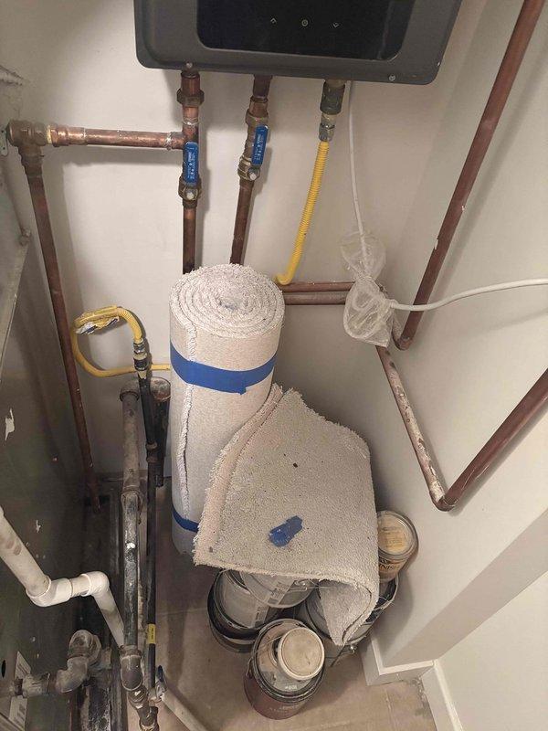 Provided estimate for tankless water heater replacement after customer reported error codes and lack of hot water from unit installed six months prior. Assessed existing Rinnai tankless water heater installation, including gas line connections, copper water supply lines, venting system, and electrical connections. Customer has already purchased replacement unit and requires professional installation services to restore hot water functionality to the residence.
