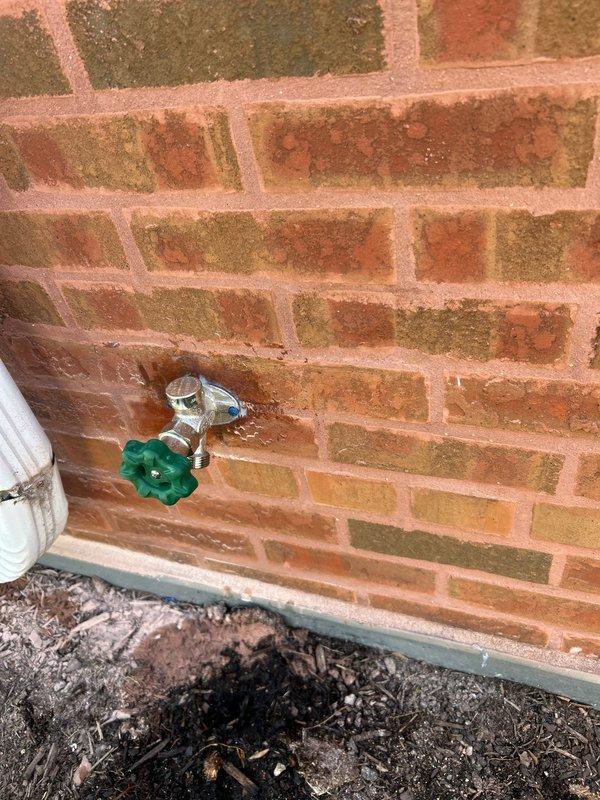 Completed exterior hose bib replacement and installed new brass ball valve shutoff on water supply line in attic crawlspace. Customer approved financing and authorized work to proceed with full system repair including upgraded shutoff valve for improved water control and prevention of future leaks.