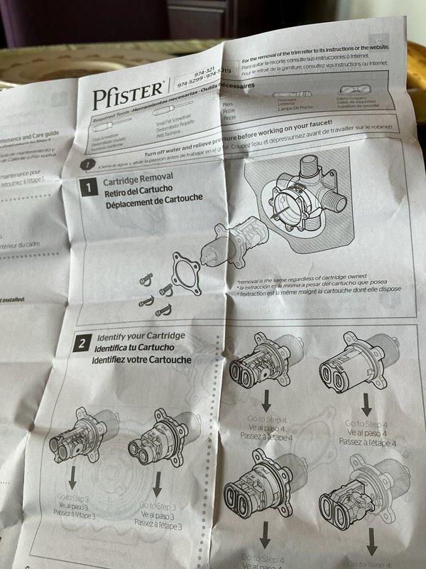 Responded to service call for dripping shower head. Upon arrival, replaced faulty Pfister faucet cartridge that was supplied by the customer. Coordinated with property owner for approval before proceeding with the repair, successfully resolving the leak issue and restoring proper shower function.