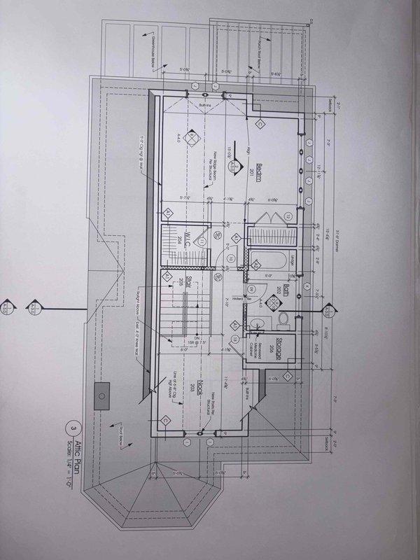 Conducted on-site assessment of existing plumbing system and sump pump installation in basement area. Inspected deteriorated foundation walls showing moisture infiltration, mold growth, and structural concerns that may impact plumbing modifications. Documented current pipe routing including vertical discharge lines and existing utility connections mounted to floor joists. Reviewed architectural floor plans to determine optimal placement for proposed plumbing changes and sump pump relocation. Provided comprehensive estimate for replacing existing plumbing infrastructure and sump pump system based on site conditions and customer requirements.