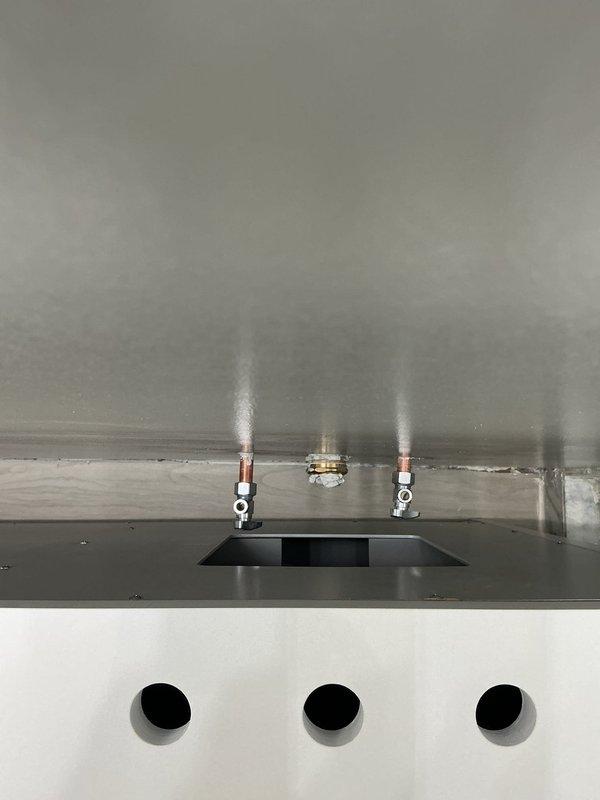 Completed faucet installation in bathroom with chrome fixture mounted above sink area. All supply line connections secured and tested for proper water flow and leak-free operation. Verified flush functionality and inspected surrounding plumbing components to ensure system integrity upon completion.