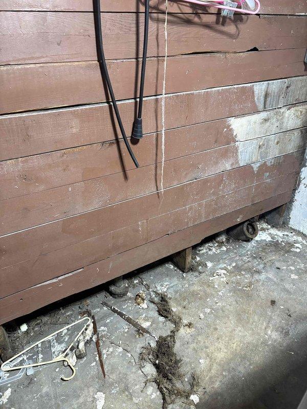 Responded to service call for multiple plumbing concerns including hydro jetting estimate, second floor bathroom sink leak penetrating into basement through suspected wall piping, kitchen line repair assessment, and full home plumbing replacement evaluation. Conducted thorough inspection of accessible plumbing infrastructure, documenting deteriorated pipe insulation with compromised vapor barrier wrapping and significant structural damage to surrounding subflooring materials. Assessed exterior foundation penetrations and observed advanced weathering of building envelope components with moisture intrusion indicators. Provided comprehensive estimates for hydro jetting services to clear drainage lines, bathroom sink leak repair with potential wall pipe replacement, kitchen line restoration, and whole-house repiping options to address aging plumbing system throughout the property.