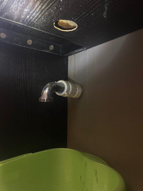 Responded to priority call for bathroom sink leaking underneath due to broken pipe. Upon inspection, identified failed connection at the P-trap assembly beneath the vanity sink. Removed damaged piping section and replaced with new PVC drain components, ensuring proper alignment and secure connections at the tailpiece and trap arm. Tested all connections for leaks and verified proper drainage operation before completing the repair.