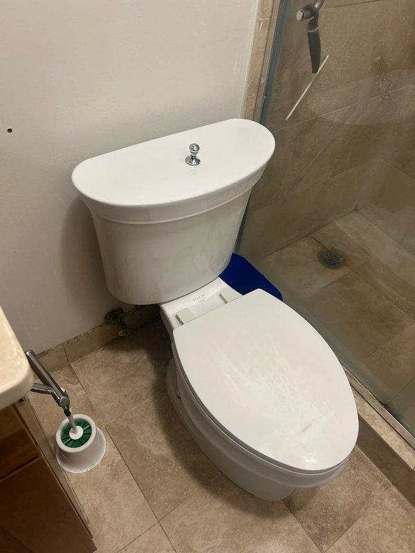 Replaced defective angle stop valve serving the toilet water supply line. Shut off main water supply, removed old angle stop, and installed new chrome angle stop valve to restore proper water flow control to the fixture. Tested for leaks and verified proper operation upon completion.