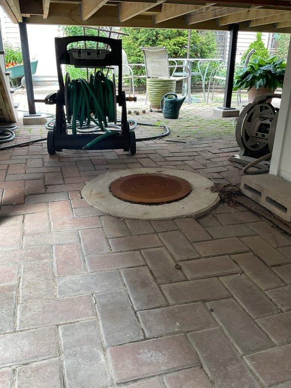 Performed preventative maintenance rodding of main sewer line at customer's request. Accessed main line through exterior cleanout located under covered patio area. Successfully cleared and rodded entire main sewer line to prevent future blockages, though no existing obstructions or drainage issues were present at time of service.
