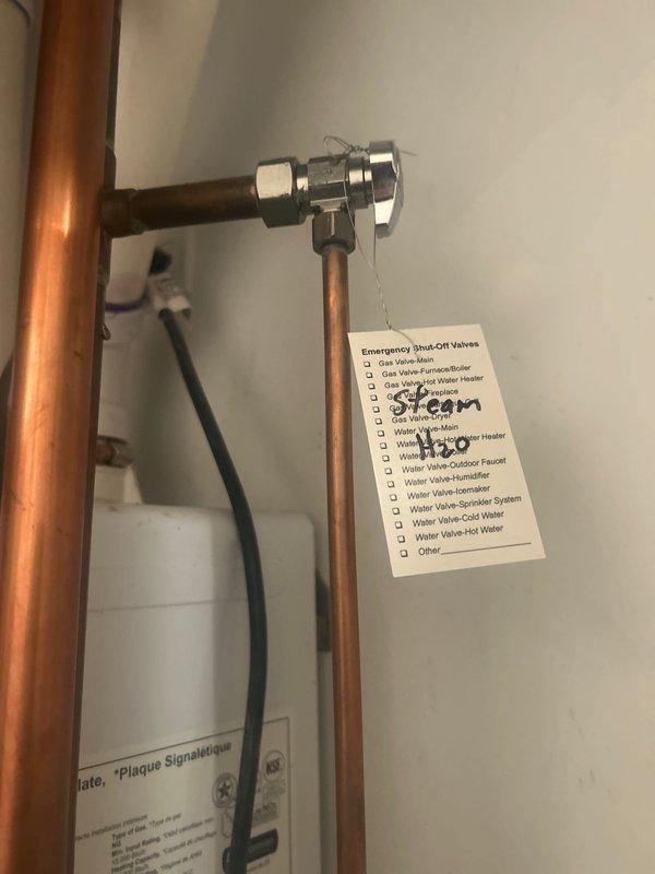 Responded to service call for steam shower reattachment and operational testing in commercial bathroom. Successfully secured steam shower unit to wall mounting points, verified all plumbing connections to copper supply lines and chrome angle stop valve, and conducted full system pressure test to confirm proper functionality. Steam generation system tested and confirmed operational with no leaks detected at connection points or supply lines.
