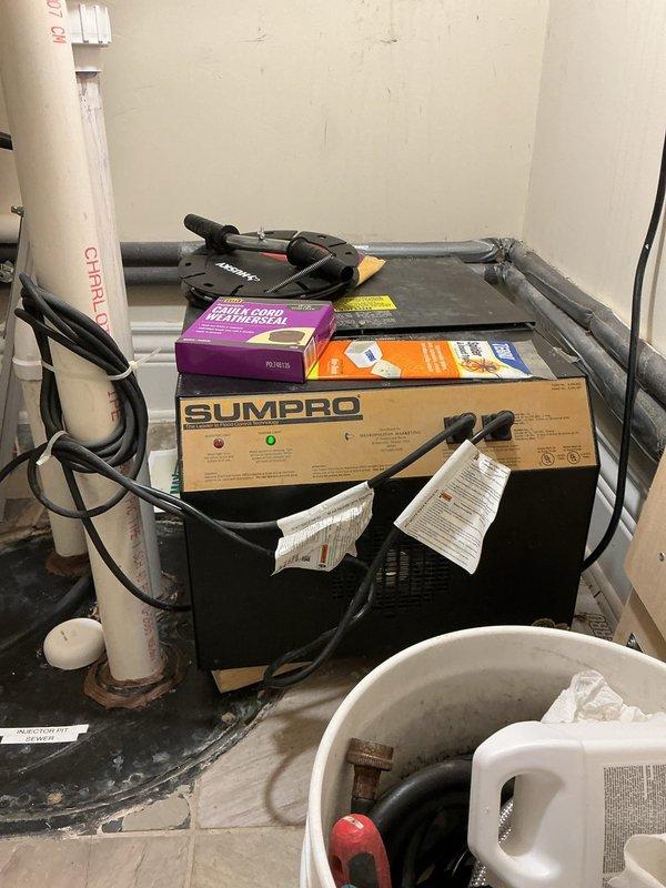 Completed comprehensive plumbing maintenance inspection on 18-year-old residential property. Addressed priority rescheduled service items including evaluation of tankless water heater system, small leak in master bathroom shower fixture, and thermal coupler malfunction on top floor furnace. Inspected basement utility area including sump pump system, drainage lines, and associated plumbing infrastructure. Assessed condition of vertical PVC drainage piping with visible corrosion at floor connection point requiring monitoring. Evaluated water quality and drainage system performance based on standing water conditions observed in utility area. Delivered toilet repair kit and necessary supplies for ongoing maintenance needs.