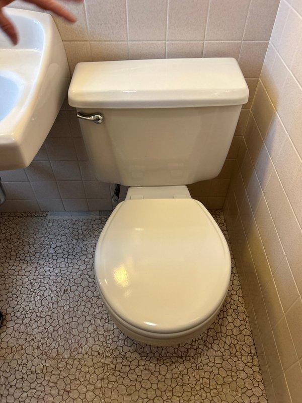 Responded to priority service call for malfunctioning toilet with damaged internal tank components. Upon inspection, found that customer had temporarily repaired failed flush mechanism using zip ties. Assessed tank interior and discovered heavily corroded float ball assembly, deteriorated metal components with significant mineral buildup, and discolored water indicating rust contamination throughout the system. Recommended complete toilet tank replacement due to extent of corrosion and compromised integrity of existing flush assembly components.
