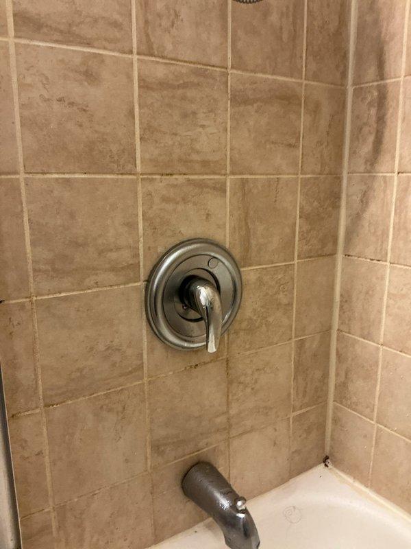 Completed shower valve and tub spout replacement in residential bathroom. Removed existing worn fixtures, installed new chrome-finished shower control valve with single-handle operation and matching tub spout, ensuring proper mounting and seal against tiled wall surfaces. Verified water flow and tested for leaks upon completion.