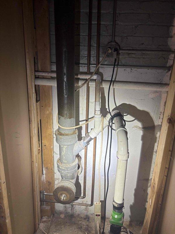Responded to service call for non-functional sewage ejector pump system serving basement toilet. Upon inspection, diagnosed pump failure in basement utility area where ejector system was installed with PVC discharge piping and associated plumbing connections. Replaced malfunctioning sewage ejector pump, tested system operation to verify proper pumping function and discharge flow. Confirmed toilet fixture on upper level was operating correctly with adequate flush performance. System restored to full working order with all plumbing connections secure and pump cycling properly.