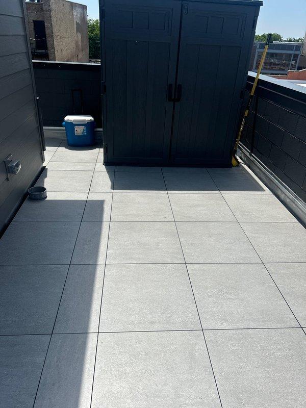 Performed site evaluation on rooftop terrace for natural gas line extension to accommodate outdoor grill installation. Assessed existing gas infrastructure, documented current utility configurations including wall-mounted fixtures and equipment locations, and determined optimal routing path for new gas line across tiled deck surface. Provided comprehensive quote for gas line extension work including materials, labor, and pressure testing requirements upon completion.