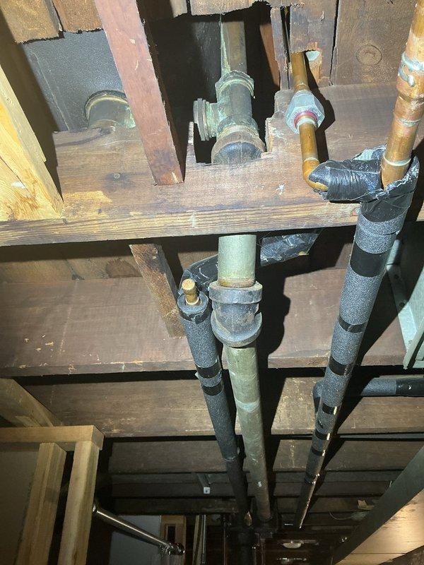 Responded to service call for slow-draining kitchen sink and bathtub. Inspected under-sink plumbing configuration including P-trap, supply lines, and drain connections, which customer had previously checked. Assessed basement plumbing infrastructure including drain lines, copper piping, and associated connections to diagnose drainage issues affecting multiple fixtures. Documented existing plumbing conditions and provided estimate recommendations for necessary repairs to resolve the slow drainage problems throughout the system.